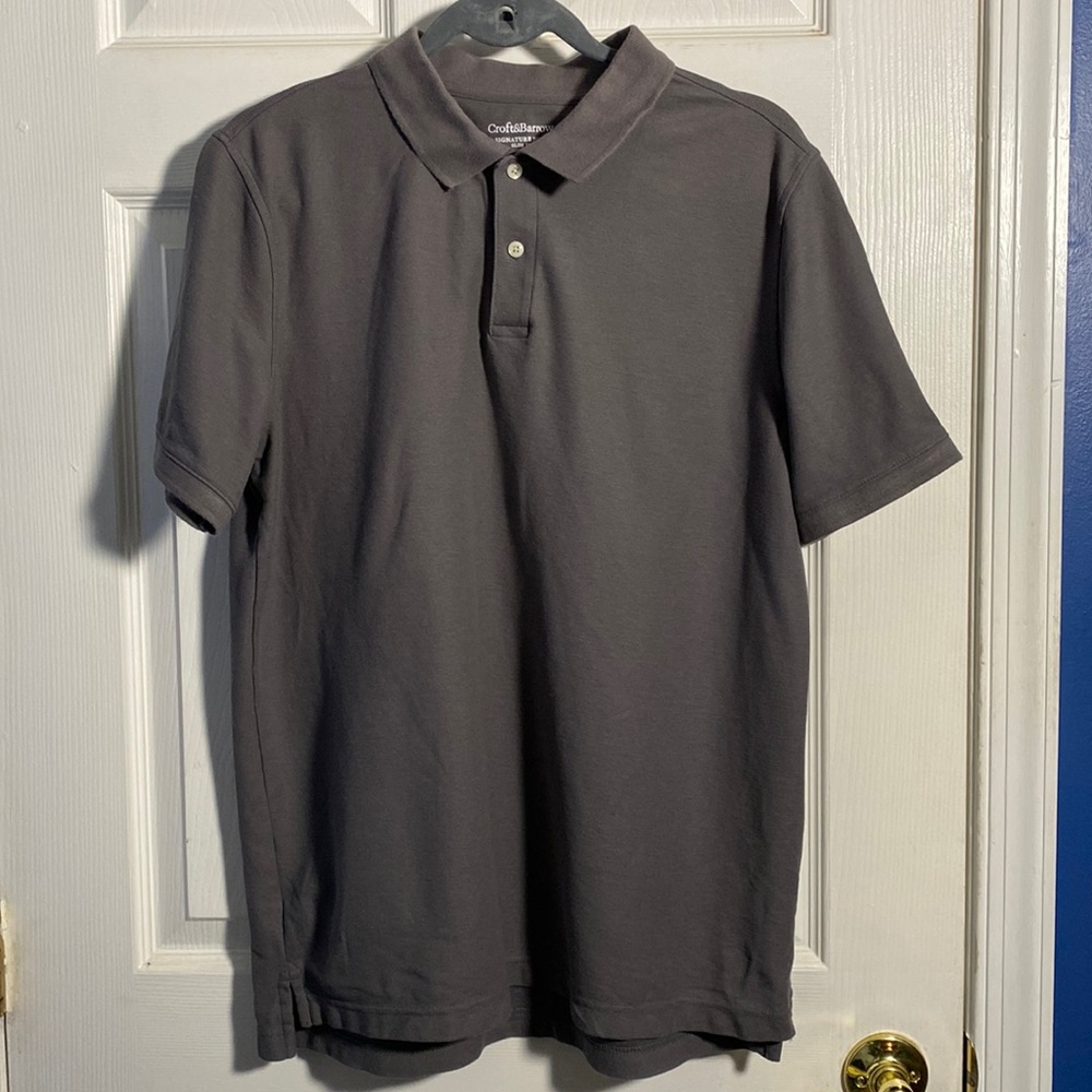 Croft & Barrow Signature Polo Slim Fit Gray, Large